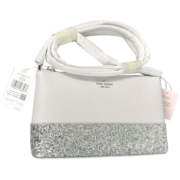NWT Kate Spade Flash White and Silver Glitter Crossbody Bag - Picture 2 of 9